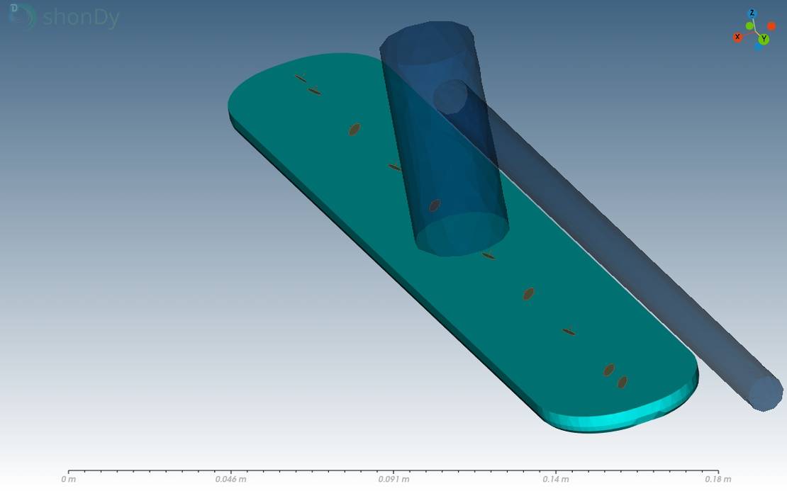 Upper spray arm with 10 inlets, illustrating the tilt angles of the outer and central nozzles for optimized water distribution.